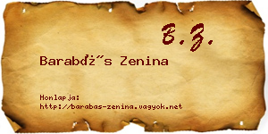 Barabás Zenina névjegykártya